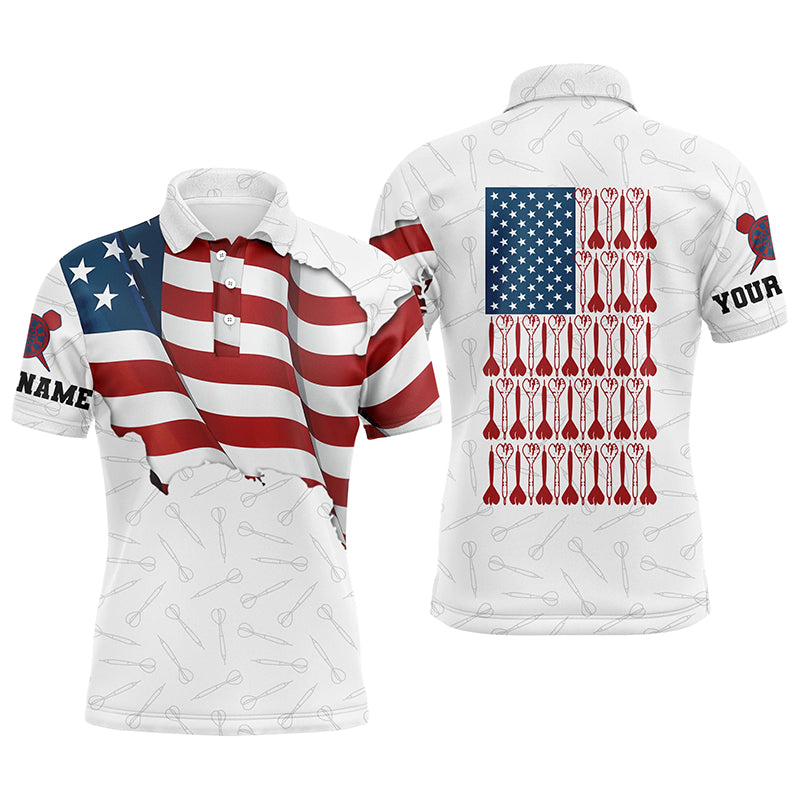 Darts Pattern Waving American Flag White Quarter-Zip Patriotic Dart