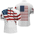 Darts Pattern Waving American Flag White Quarter-Zip Patriotic Dart