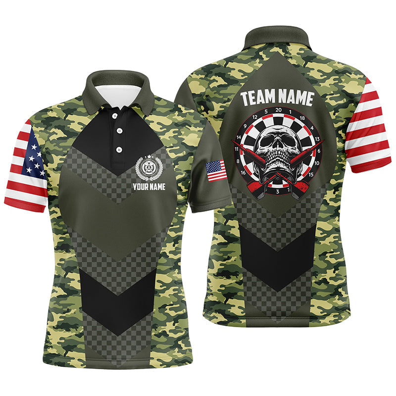 Green Camo American Flag Skull Dart Quarter-zip Custom Patriotic Darts