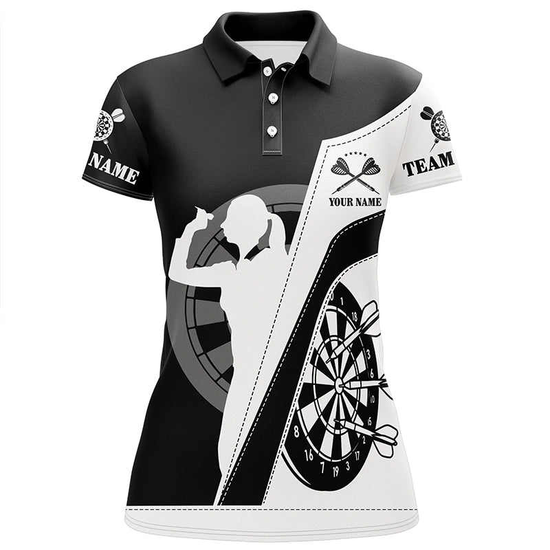Personalized All Over Print Black White Dart Quarter-Zip Custom Women Darts