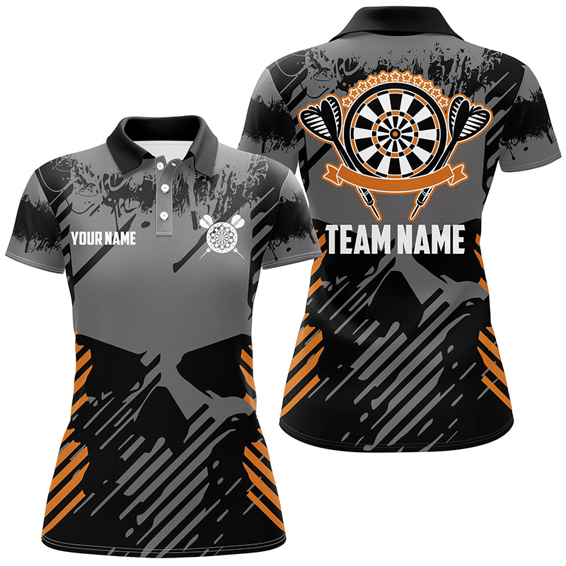 Grey Grunge Orange Skull Darts Quarter-Zip Custom Dart Dart
