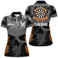 Grey Grunge Orange Skull Darts Quarter-Zip Custom Dart Dart