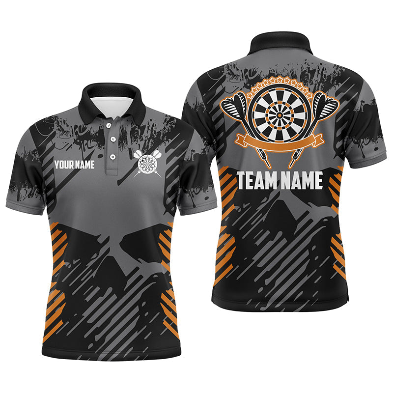 Grey Grunge Orange Skull Darts Quarter-Zip Custom Dart Dart