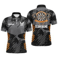 Grey Grunge Orange Skull Darts Quarter-Zip Custom Dart Dart