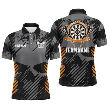 Grey Grunge Orange Skull Darts Quarter-Zip Custom Dart Dart