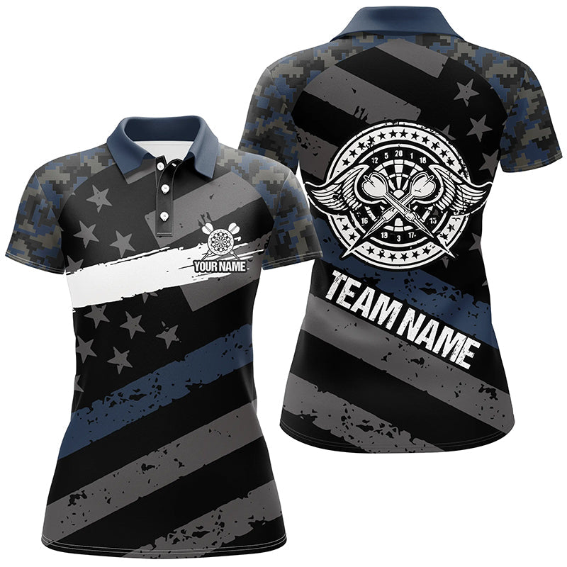 Custom Blue Camo Retro American Flag Patriotic Darts Women Darts