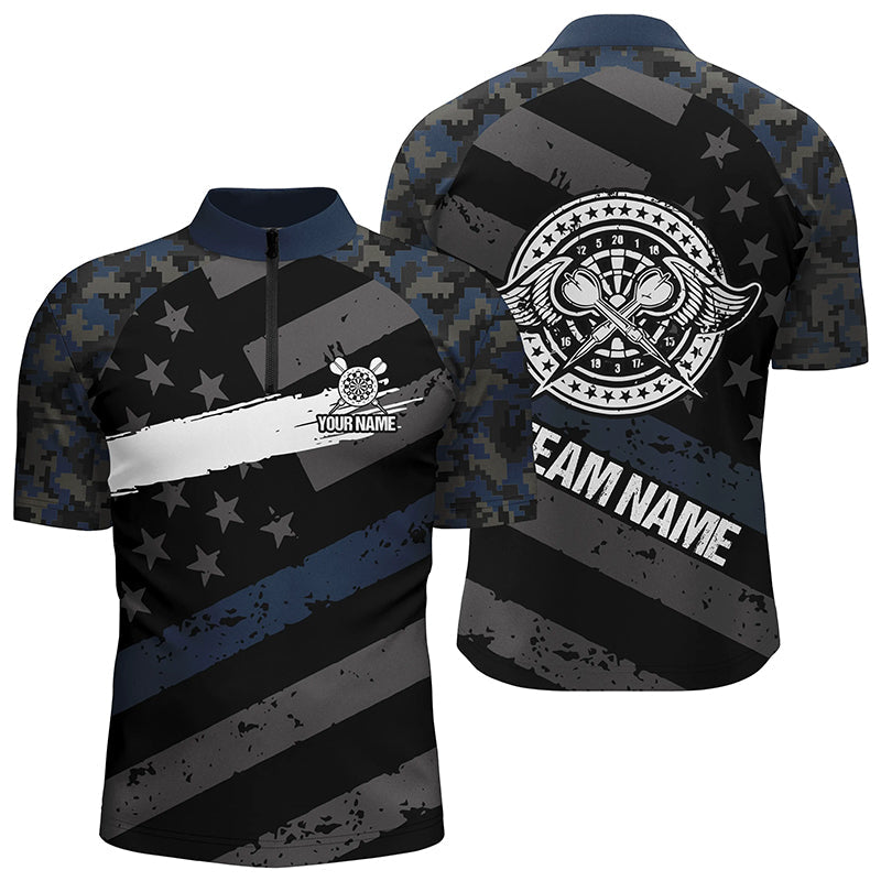 Custom Blue Camo Retro American Flag Patriotic Darts Women Darts