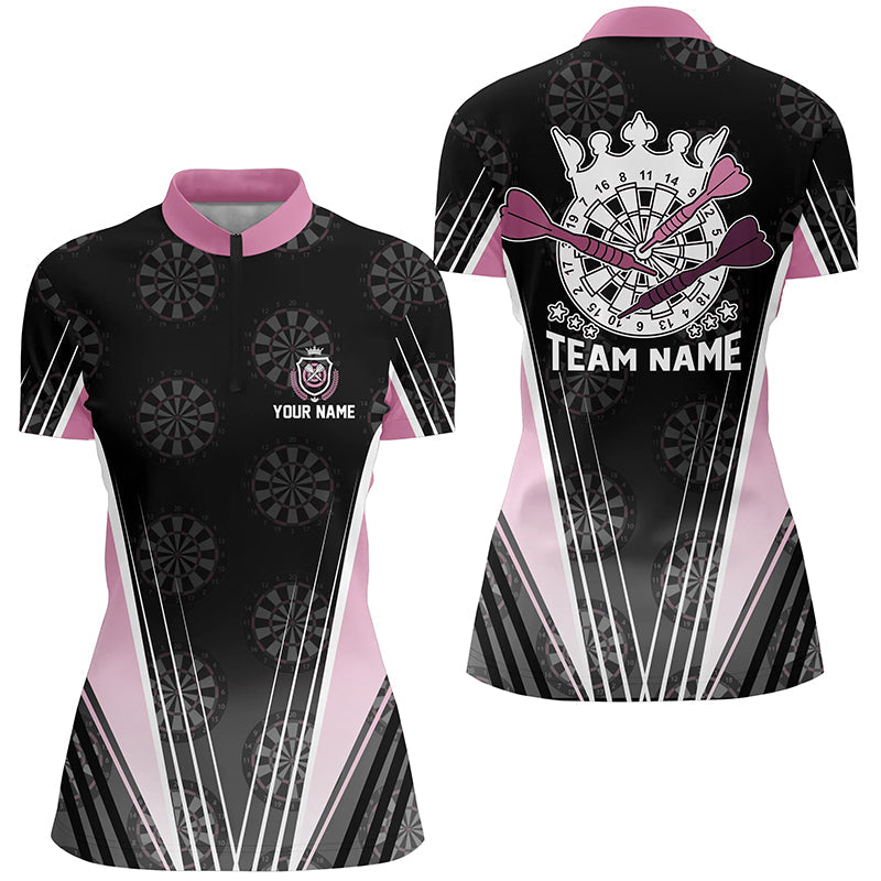 Personalized Black and Pink Darts Quarter-Zip Custom Dart Darts