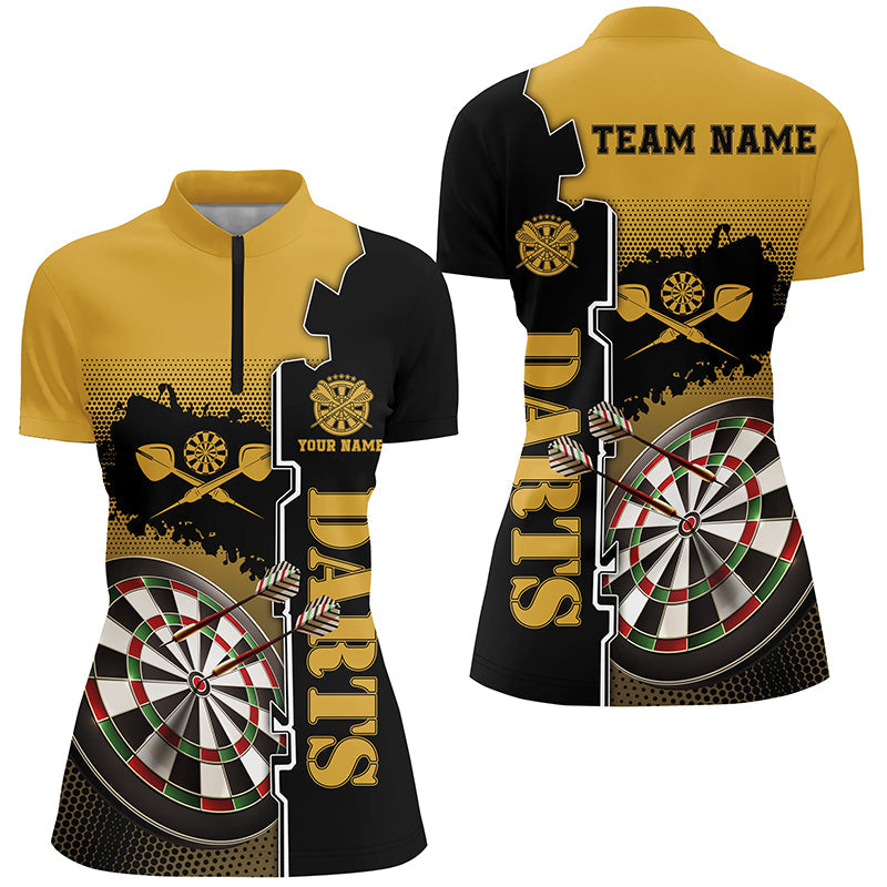 Personalized Yellow Black Darts Quarter-Zip Custom Darts Dart