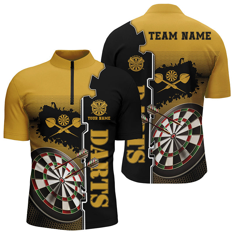 Personalized Yellow Black Darts Quarter-Zip Custom Darts Dart