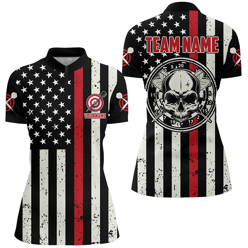 Personalized Skull American Flag Darts Quarter-zip Patriotic Darts
