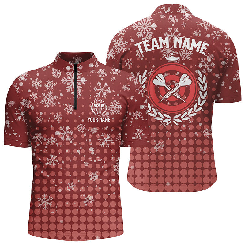 Personalized Darts Christmas Snowflakes Red Quarter-Zip Custom Dart