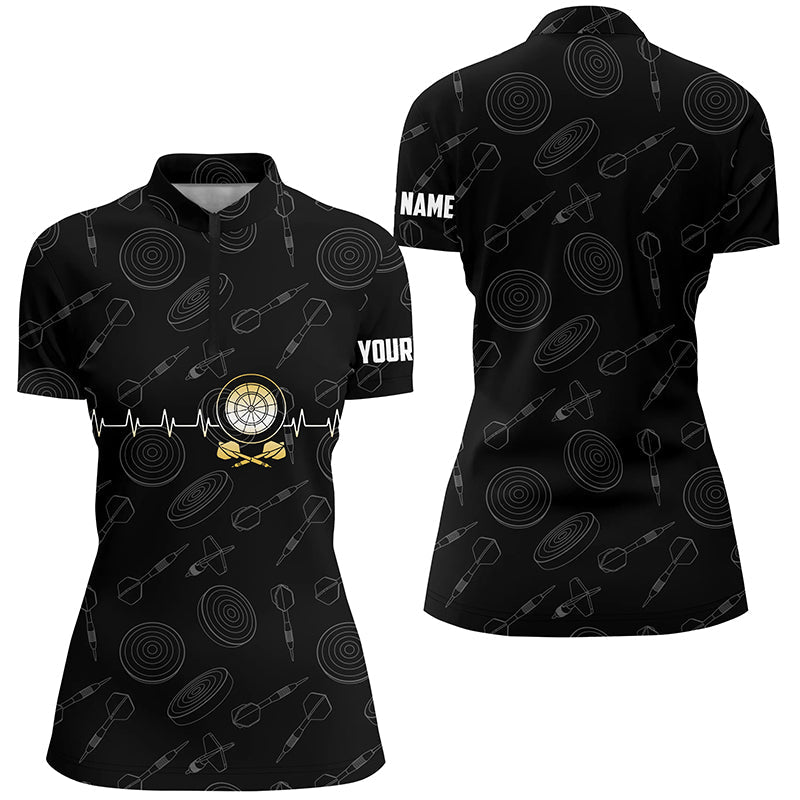 Darts Board Heart Beat Black Darts Pattern Quarter-Zip Custom Darts