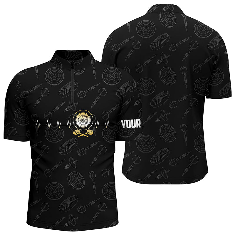 Darts Board Heart Beat Black Darts Pattern Quarter-Zip Custom Darts
