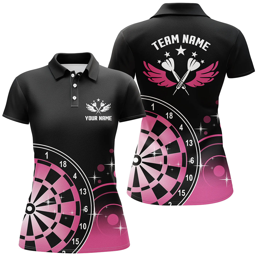 Personalized Darts Wings Black and Pink Quarter-Zip Cute Women Darts Dart