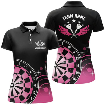 Personalized Darts Wings Black and Pink Quarter-Zip Cute Women Darts Dart