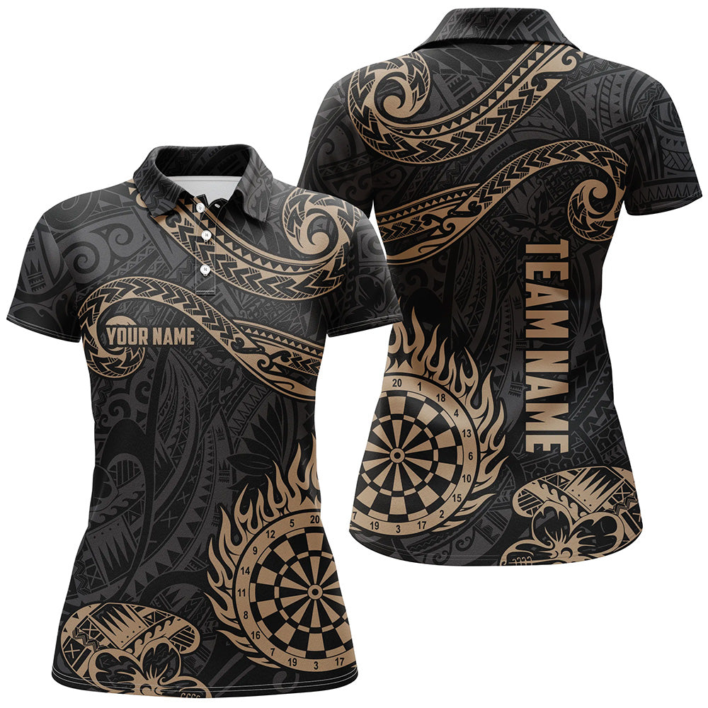 Personalized Golden Hawaiian Tribal Flame Darts Quarter-Zip Custom Men Dart