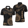 Personalized Golden Hawaiian Tribal Flame Darts Quarter-Zip Custom Men Dart