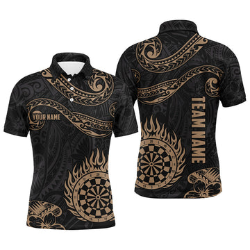 Personalized Golden Hawaiian Tribal Flame Darts Quarter-Zip Custom Men Dart