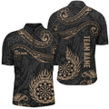 Personalized Golden Hawaiian Tribal Flame Darts Quarter-Zip Custom Men Dart