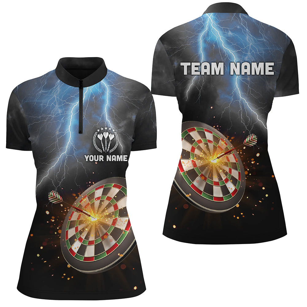 Personalized Thunder Lightning Black Darts Quarter-Zip Custom Dart