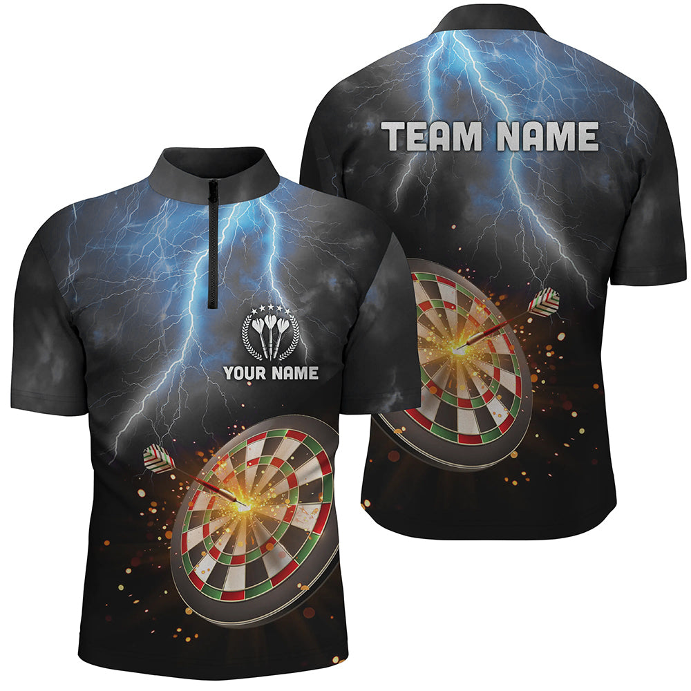 Personalized Thunder Lightning Black Darts Quarter-Zip Custom Dart