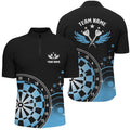 Personalized Darts Wings Black Blue Quarter-zip Darts Dart