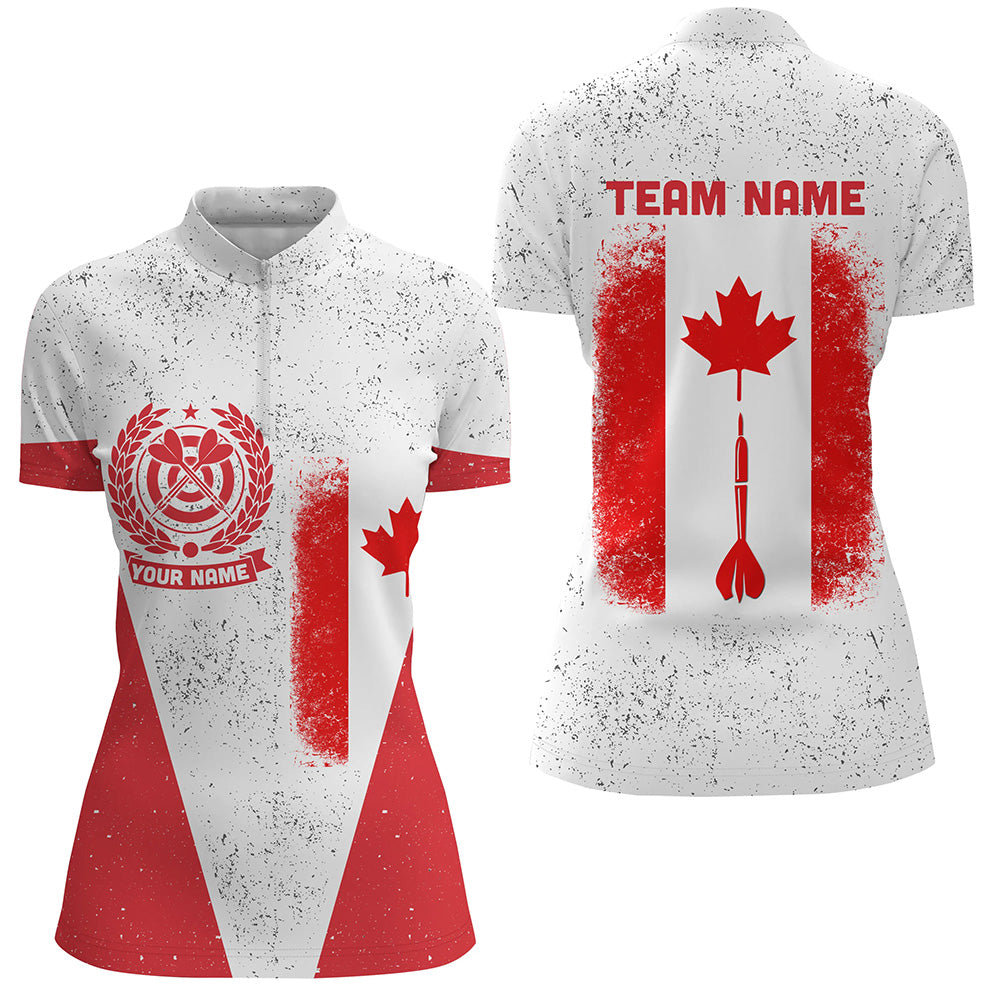 Grunge Canada Flag Darts Quarter-Zip Custom Patriotic Women Darts Dart