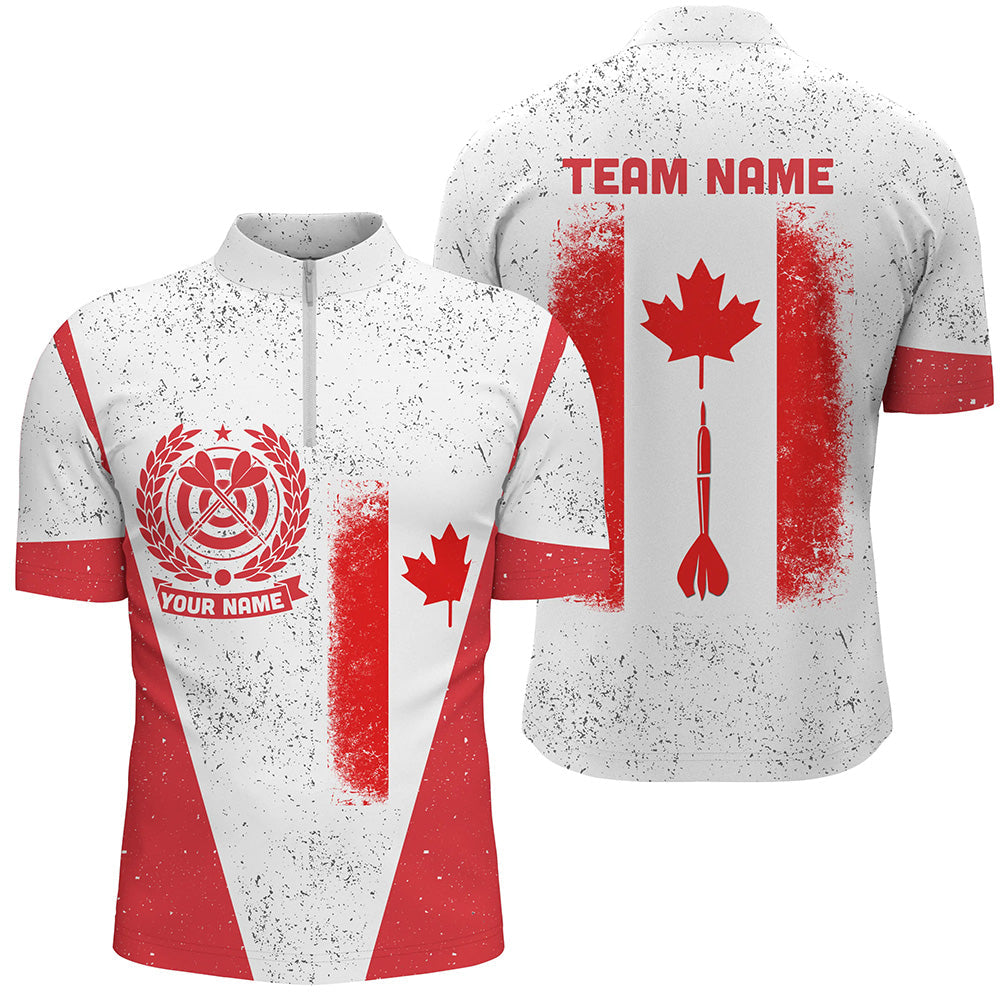 Grunge Canada Flag Darts Quarter-Zip Custom Patriotic Women Darts Dart