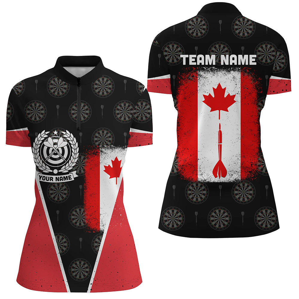 Retro Canada Flag Darts Quarter-zip Custom Patriotic Women Darts Dart