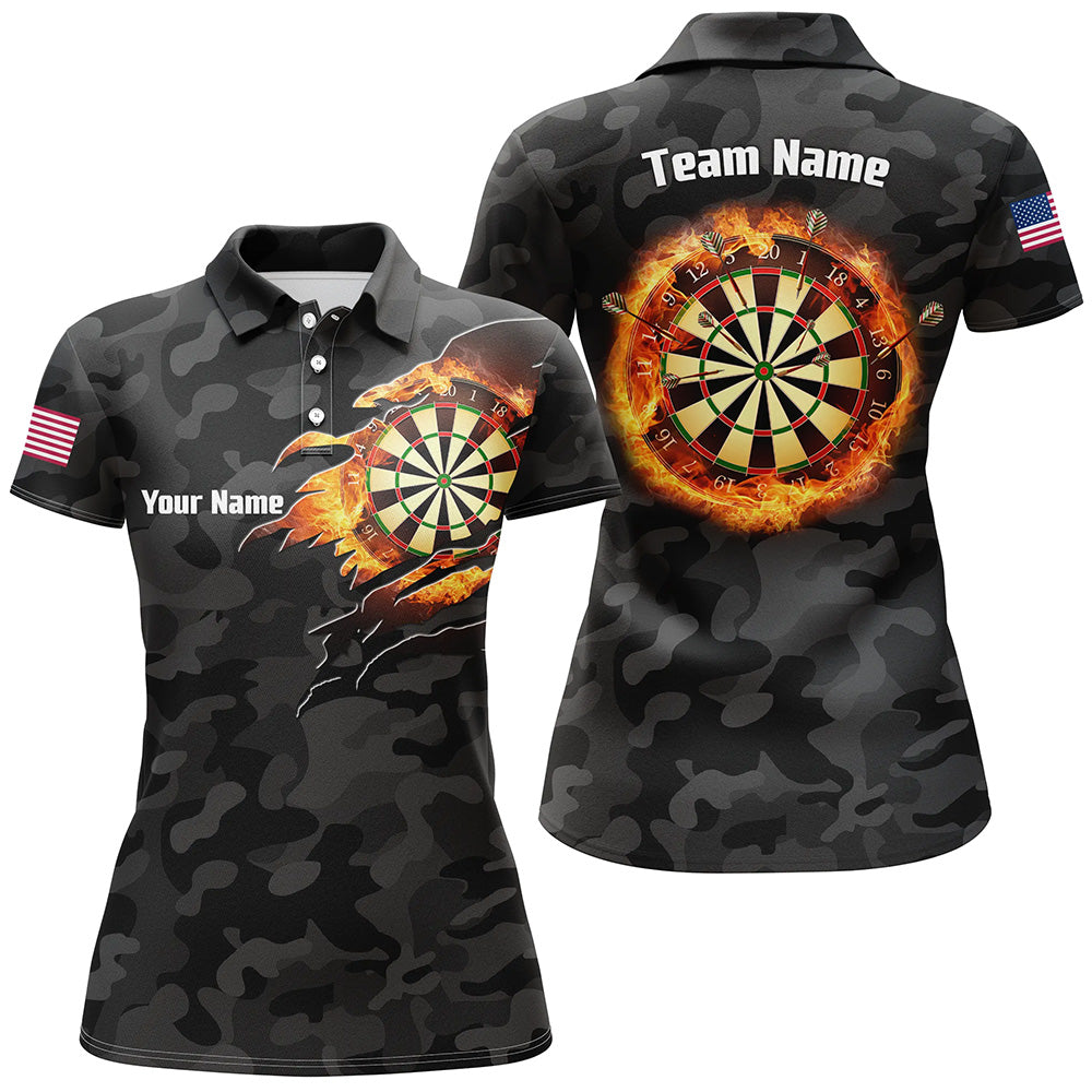 Personalized Basic Black Camo Flame Dartboard Quarter-Zip Custom Dart