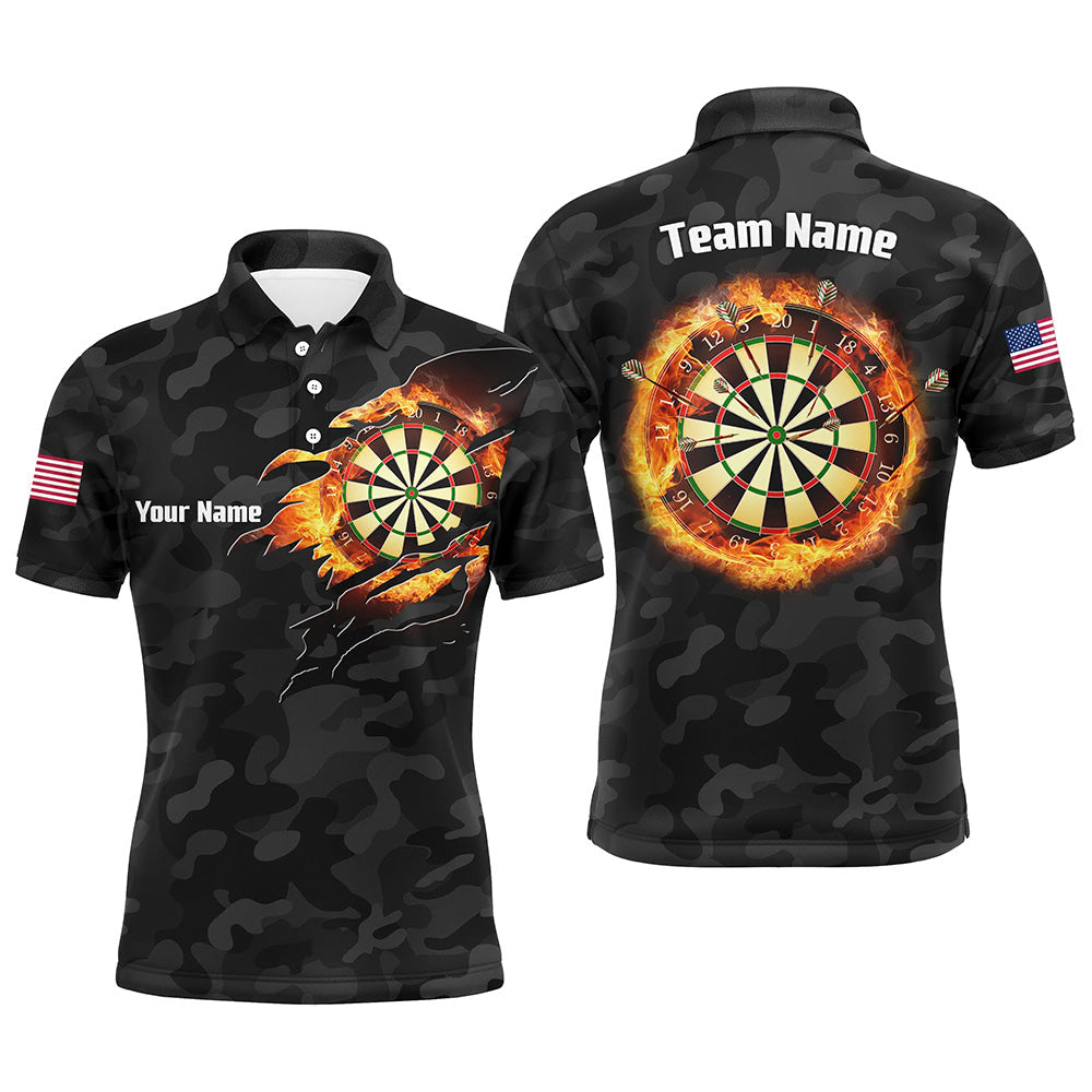 Personalized Basic Black Camo Flame Dartboard Quarter-Zip Custom Dart