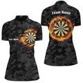 Personalized Basic Black Camo Flame Dartboard Quarter-Zip Custom Dart