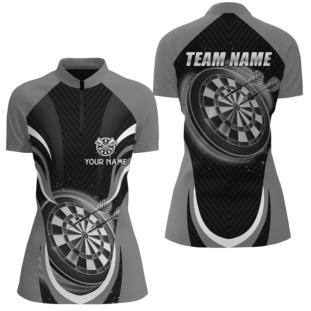 Personalized Black Grey Darts Quarter-Zip Custom Dart Darts