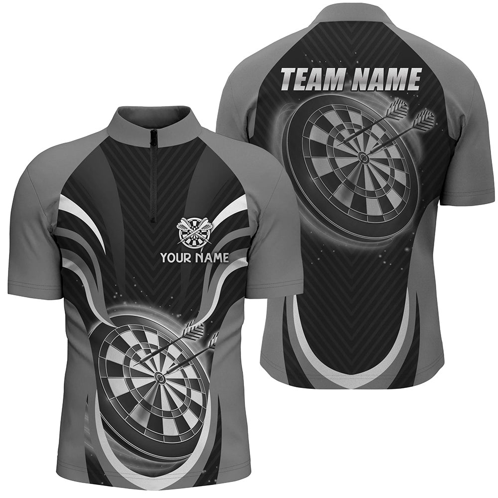 Personalized Black Grey Darts Quarter-Zip Custom Dart Darts