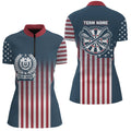 Vintage Gradient American Flag Emblem Darts Quarter-Zip Custom Dart