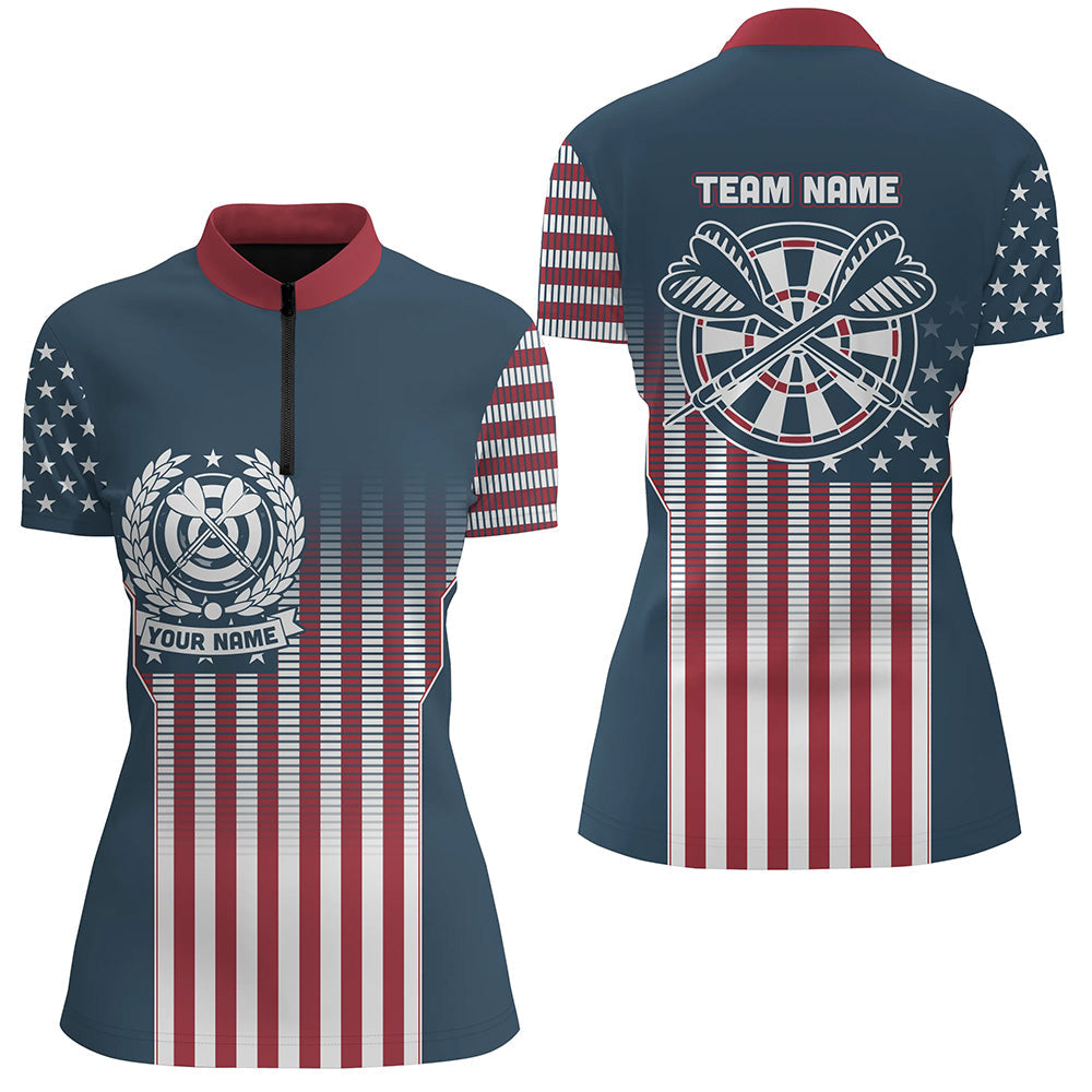Vintage Gradient American Flag Emblem Darts Quarter-Zip Custom Dart