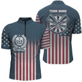 Vintage Gradient American Flag Emblem Darts Quarter-Zip Custom Dart