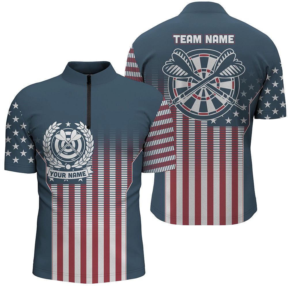 Vintage Gradient American Flag Emblem Darts Quarter-Zip Custom Dart