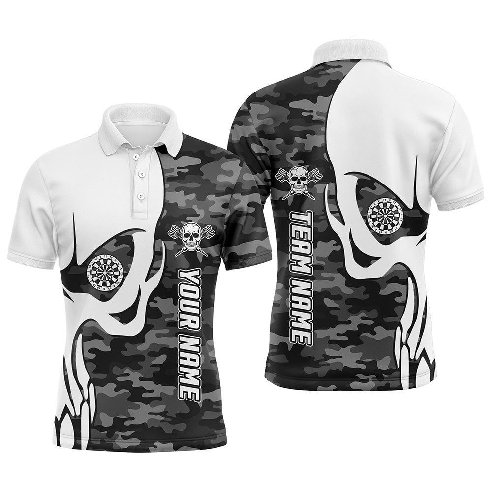 Personalized Grey Camo Skull Darts Quarter-Zip Custom Women Darts Dart