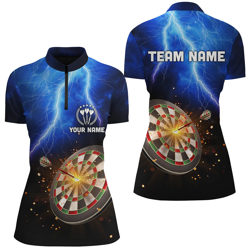 Personalized Thunder Lightning Blue Darts Quarter-zip Custom Dart