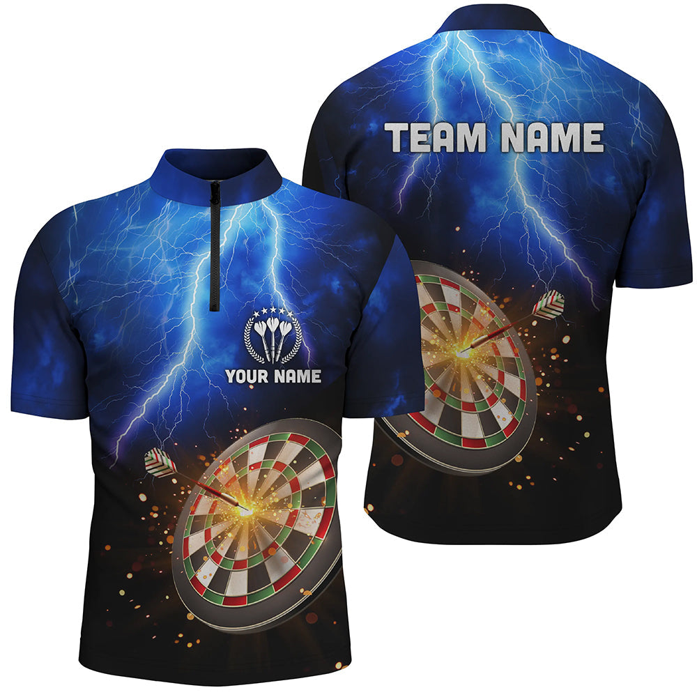 Personalized Thunder Lightning Blue Darts Quarter-zip Custom Dart
