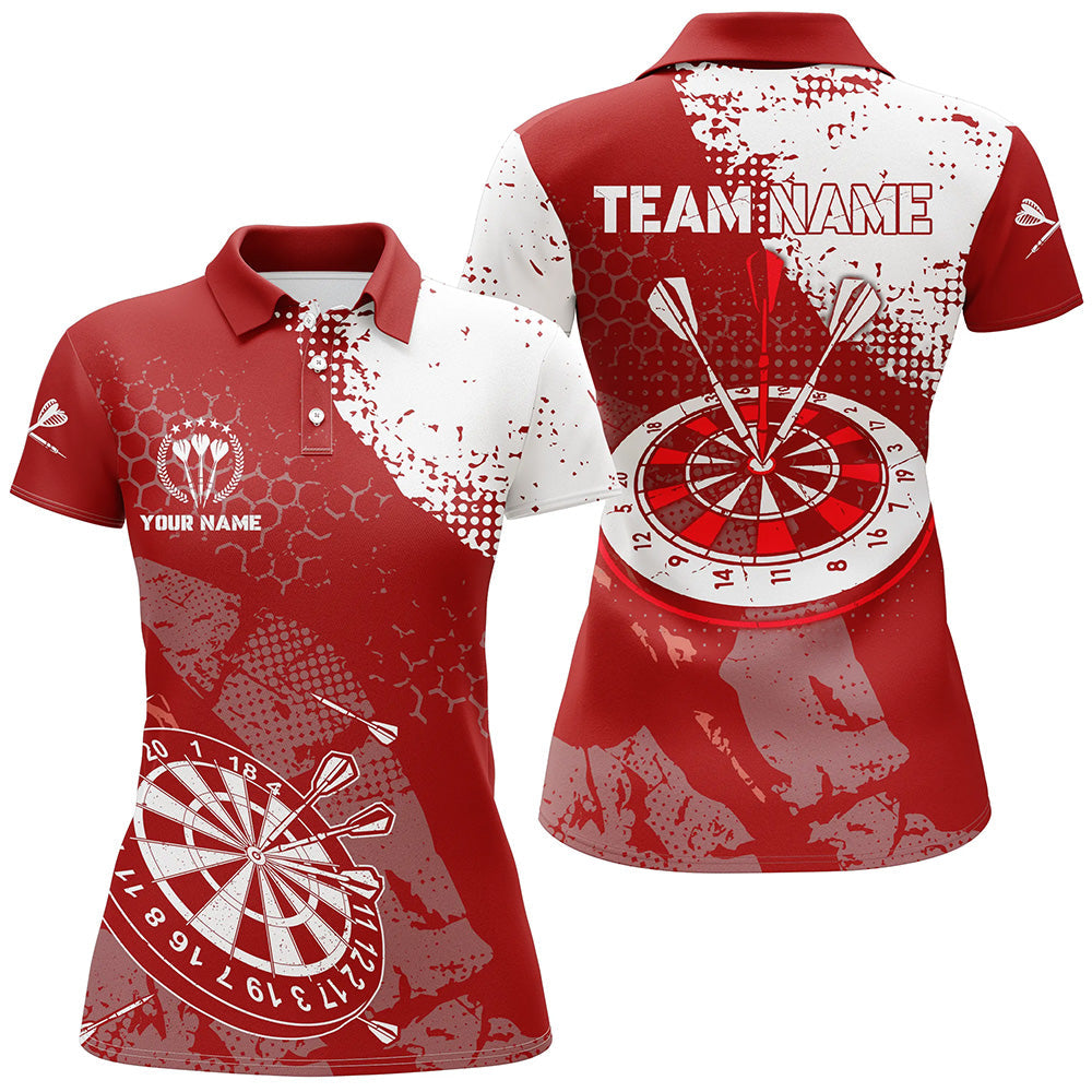 Retro Red White Pattern Custom Darts Quarter-zip Dart Team