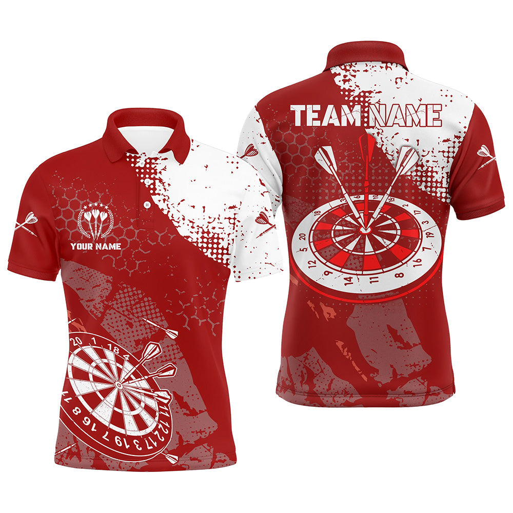 Retro Red White Pattern Custom Darts Quarter-zip Dart Team