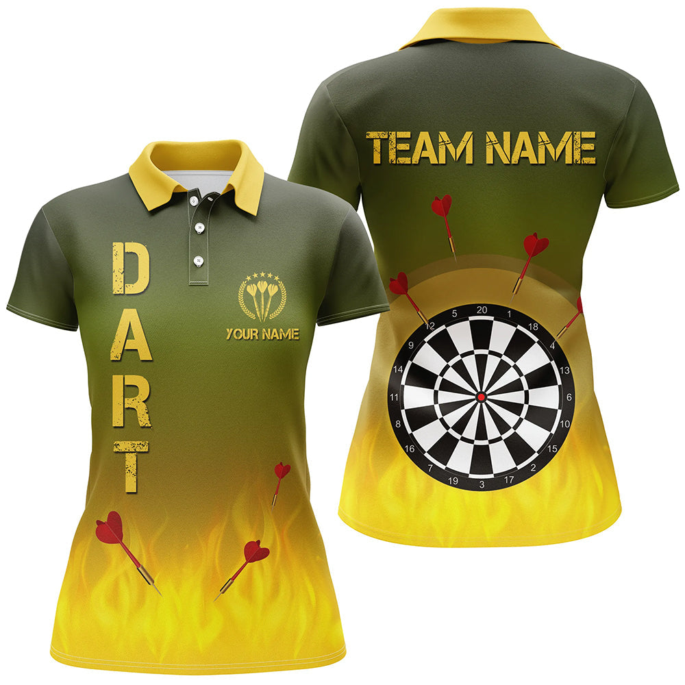 Gradient Green Yellow Fire Flame Darts Custom Darts
