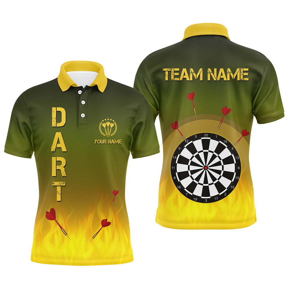 Gradient Green Yellow Fire Flame Darts Custom Darts