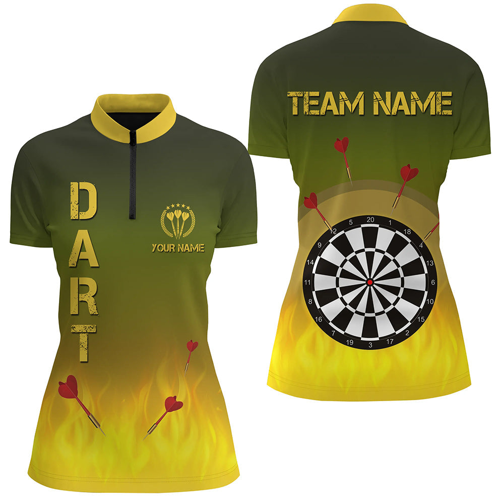 Gradient Green Yellow Fire Flame Darts Custom Darts