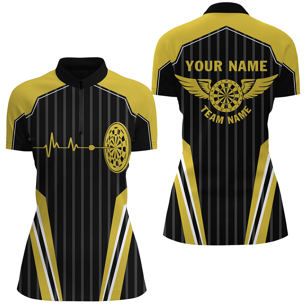 Customized Dart Board Lovers Yellow Heartbeat Quarter-Zip Darts