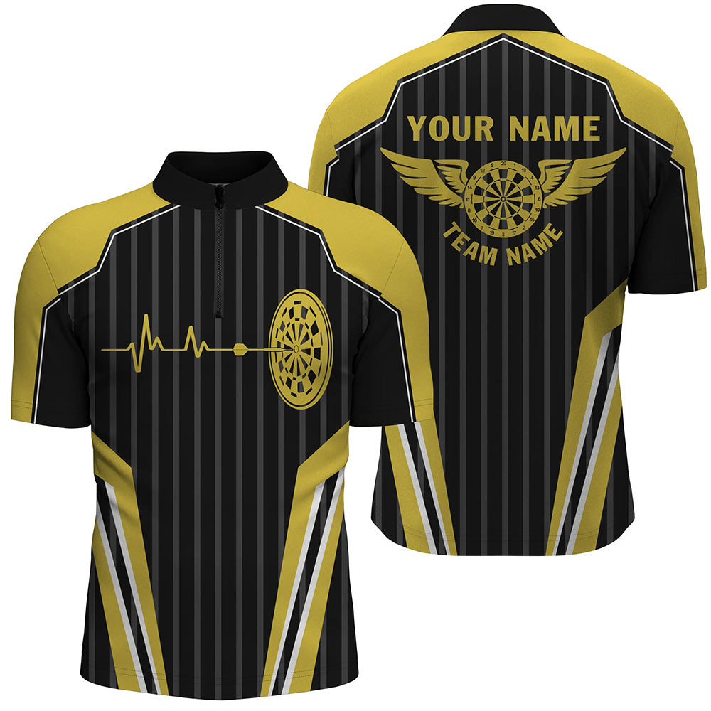 Customized Dart Board Lovers Yellow Heartbeat Quarter-Zip Darts