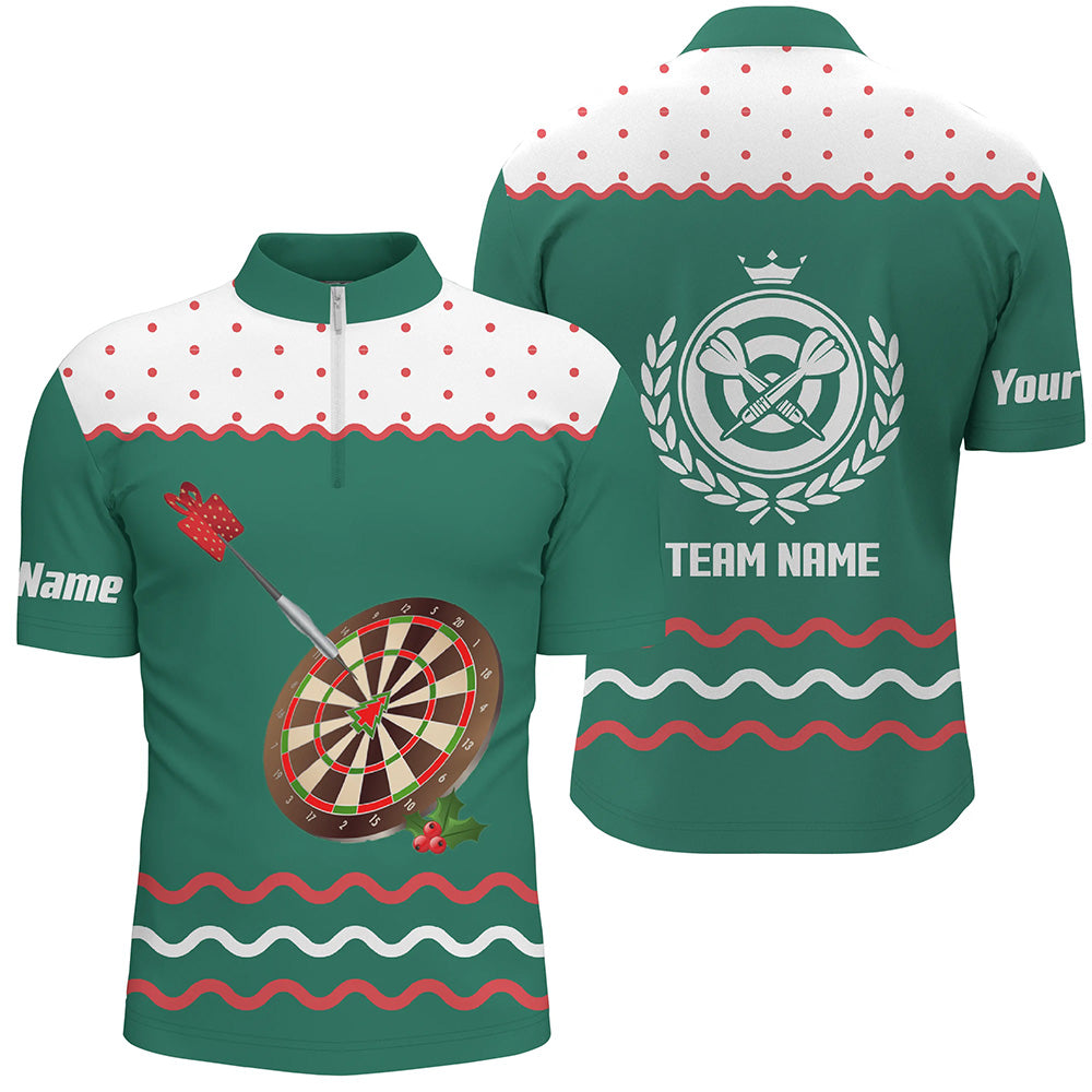 Personalized Darts Christmas Green Quarter-Zip Custom Women Darts Dart